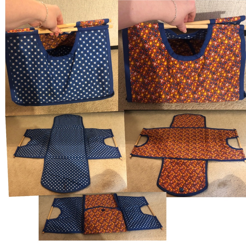 Reversible Blue and Orange Floral Hot Dish Carrier